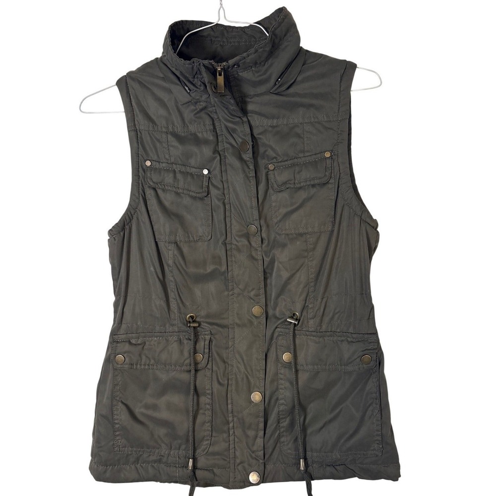 Snobbish Collection Womens Utility Vest Olive Green Sherpa Lined Size Medium